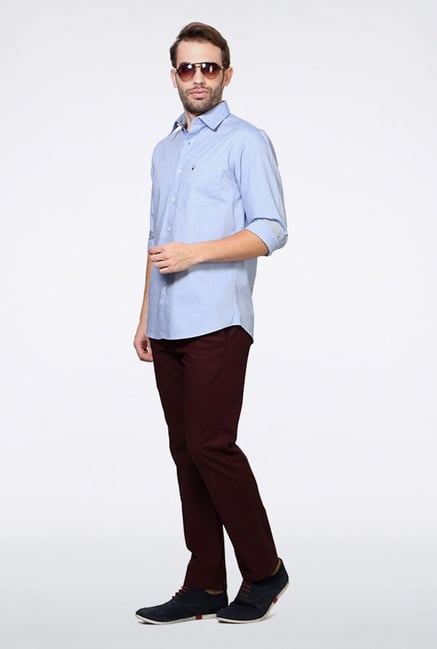 Allen Solly Blue Solid Casual Shirt Allen Solly Blue Solid Casual Shirt