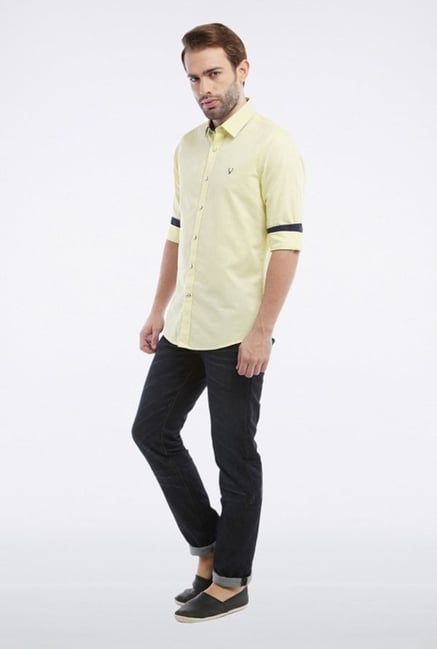 Allen Solly Yellow Solid Casual Shirt Allen Solly Yellow Solid Casual Shirt