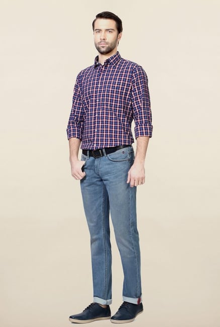 Van Heusen Navy Checks Cotton Shirt Van Heusen Navy Checks Cotton Shirt