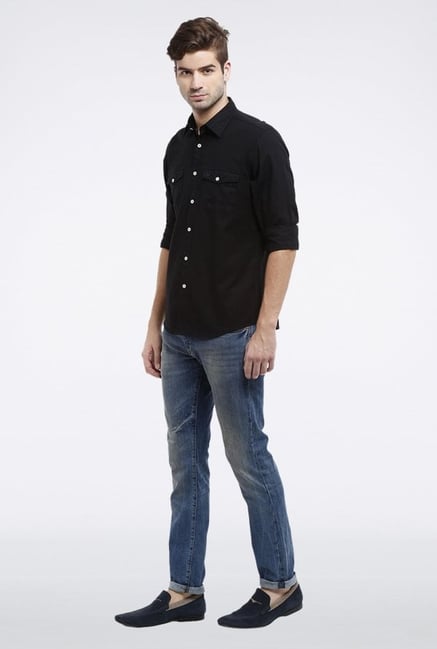 Allen Solly Black Solid Casual Shirt Allen Solly Black Solid Casual Shirt