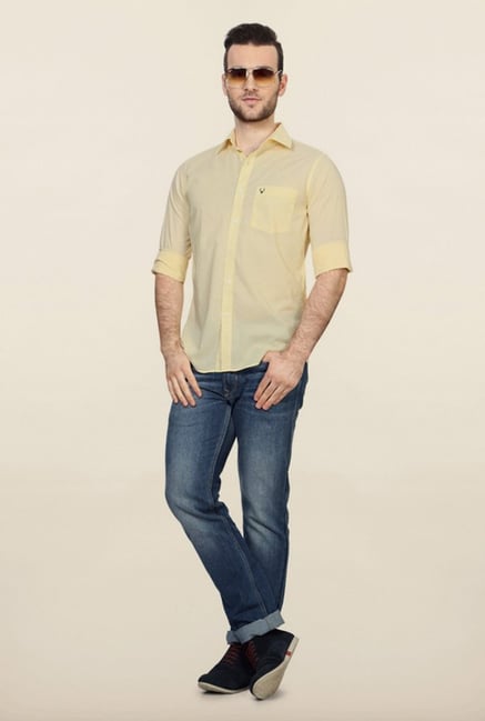 Allen Solly Yellow Solid Casual Shirt Allen Solly Yellow Solid Casual Shirt