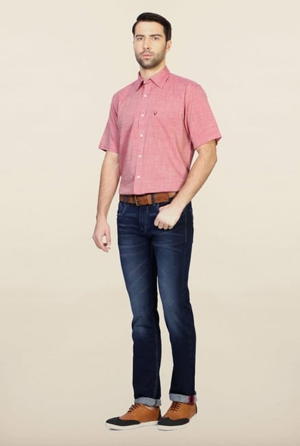 Allen Solly Pink Solid Casual Shirt Allen Solly Pink Solid Casual Shirt