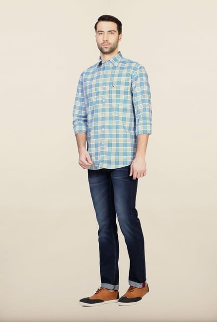 Allen Solly Blue Checks Casual Shirt Allen Solly Blue Checks Casual Shirt