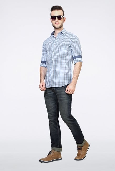 Allen Solly Blue Checks Casual Shirt Allen Solly Blue Checks Casual Shirt