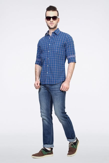 Allen Solly Blue Checks Casual Shirt Allen Solly Blue Checks Casual Shirt