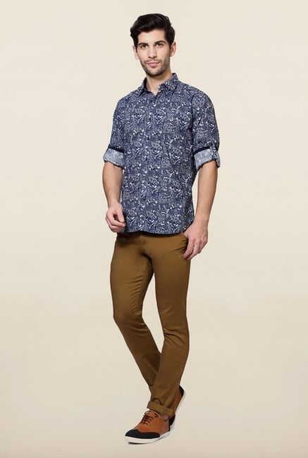 Van Heusen Navy Floral Printed Shirt Van Heusen Navy Floral Printed Shirt