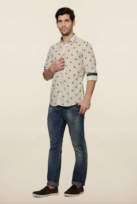 Van Heusen White Printed Cotton Shirt Van Heusen White Printed Cotton Shirt