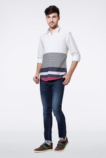 Peter England White Striped Casual Shirt Peter England White Striped Casual Shirt