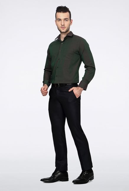 Peter England Green Solid Casual Shirt Peter England Green Solid Casual Shirt