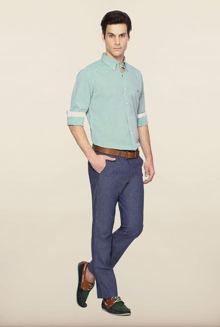 Allen Solly Green Checks Casual Shirt Allen Solly Green Checks Casual Shirt