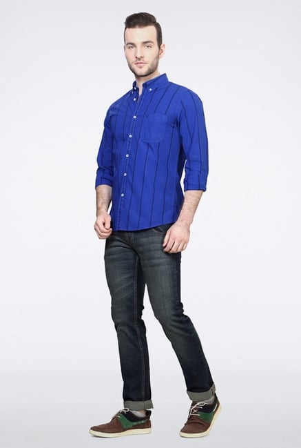 Allen Solly Blue Striped Casual Shirt Allen Solly Blue Striped Casual Shirt
