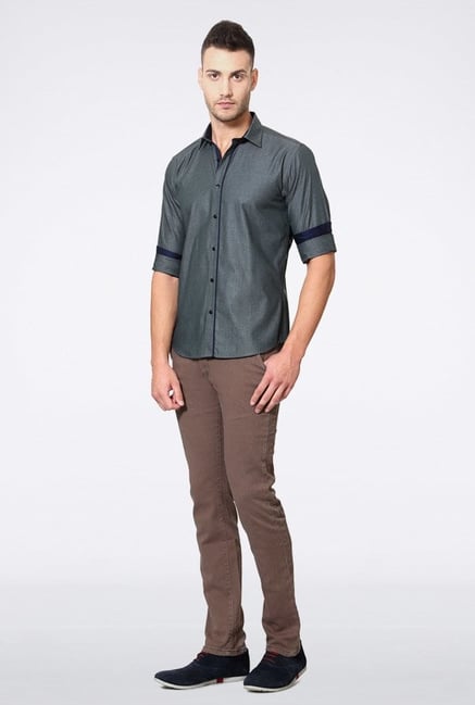 Van Heusen Grey Solid Casual Shirt Van Heusen Grey Solid Casual Shirt