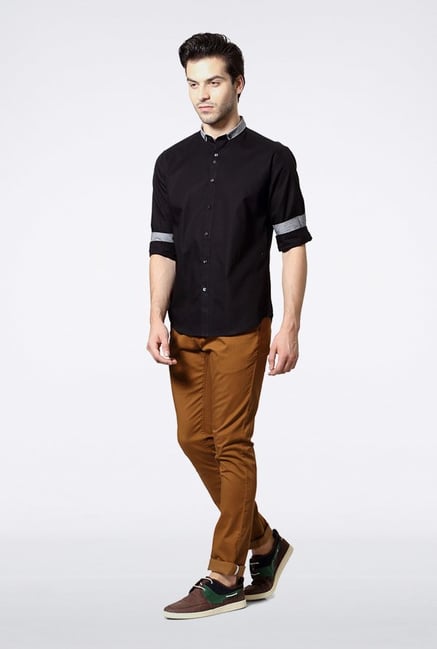 Van Heusen Black Solid Casual Shirt Van Heusen Black Solid Casual Shirt