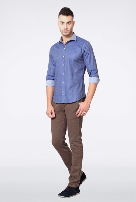 Van Heusen Blue Printed Casual Shirt Van Heusen Blue Printed Casual Shirt
