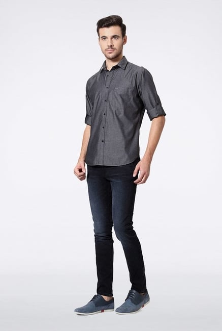 Van Heusen Grey Solid Casual Shirt Van Heusen Grey Solid Casual Shirt