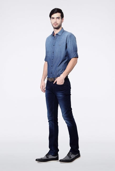 Van Heusen Blue Printed Casual Shirt Van Heusen Blue Printed Casual Shirt