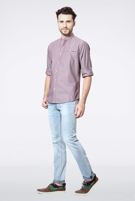 Van Heusen Purple Solid Casual Shirt Van Heusen Purple Solid Casual Shirt
