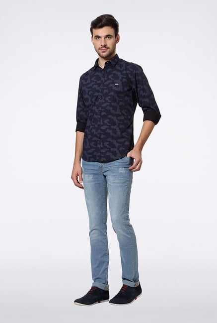 Van Heusen Navy Printed Casual Shirt Van Heusen Navy Printed Casual Shirt