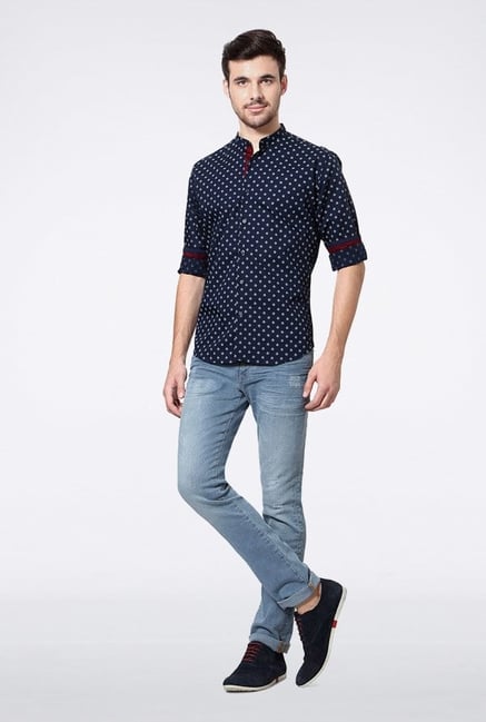 Van Heusen Navy Printed Casual Shirt Van Heusen Navy Printed Casual Shirt