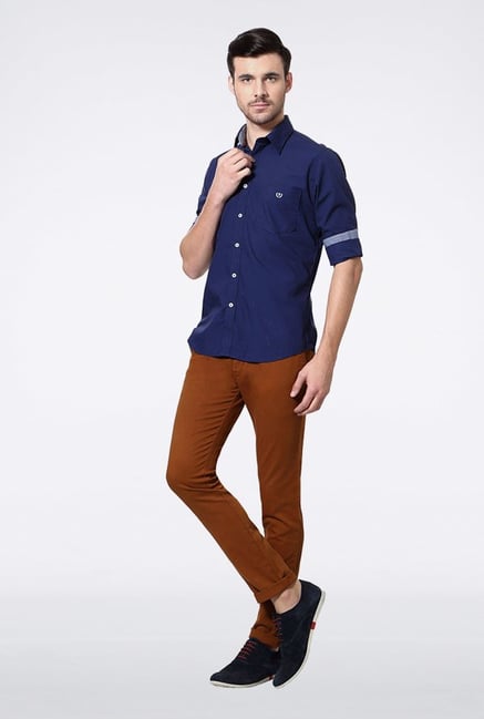 Van Heusen Navy Solid Casual Shirt Van Heusen Navy Solid Casual Shirt