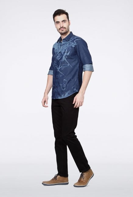 Van Heusen Blue Printed Casual Shirt Van Heusen Blue Printed Casual Shirt