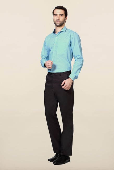 Van Heusen Dark Grey Solid Flat Front Trouser Van Heusen Dark Grey Solid Flat Front Trouser