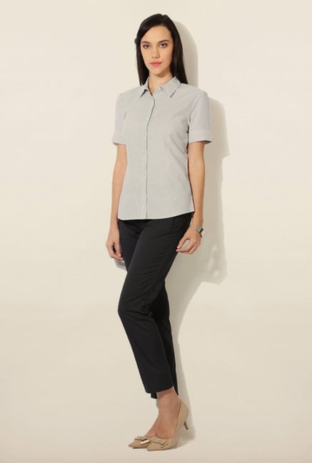 Van Heusen White & Grey Striped Shirt Van Heusen White & Grey Striped Shirt