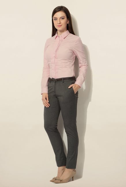 Van Heusen Grey Solid Slim Fit Trouser Van Heusen Grey Solid Slim Fit Trouser