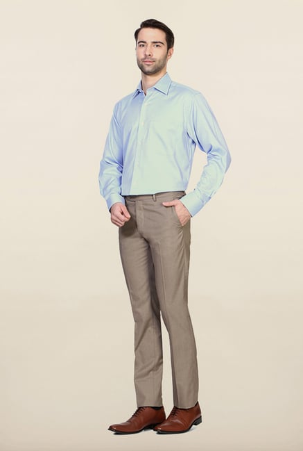 Van Heusen Brown Solid Flat Front Trouser Van Heusen Brown Solid Flat Front Trouser