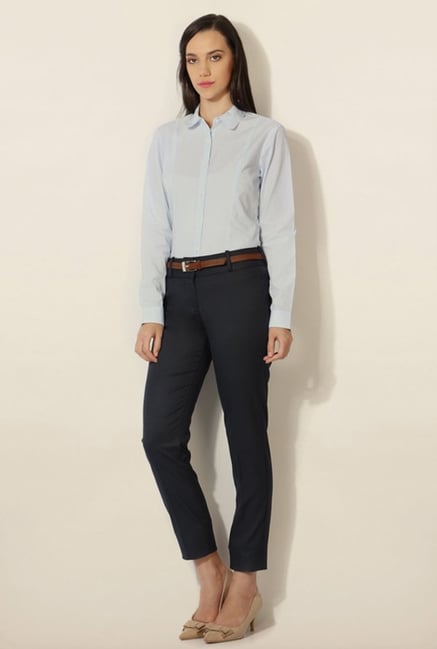 Van Heusen Navy Solid Trouser Van Heusen Navy Solid Trouser