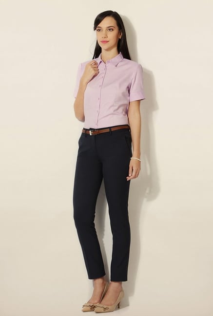 Van Heusen Navy Solid Slim Fit Trouser Van Heusen Navy Solid Slim Fit Trouser