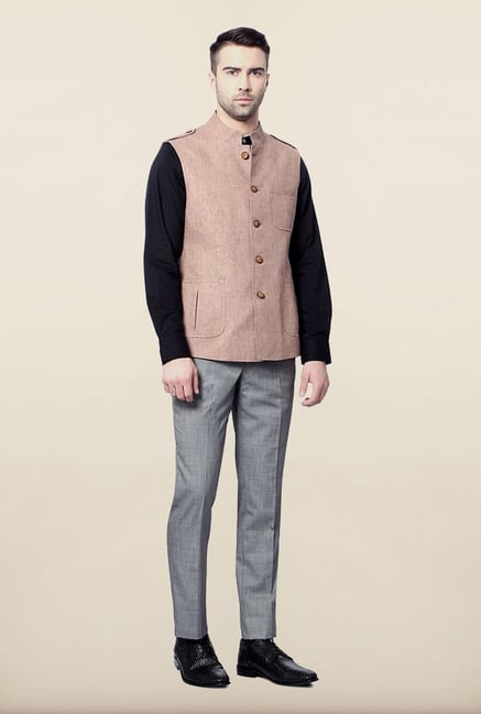 Van Heusen Brown Solid Waistcoat Van Heusen Brown Solid Waistcoat