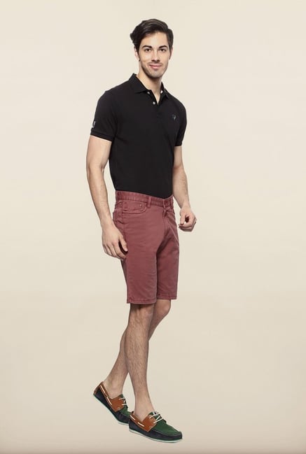Van Heusen Maroon Solid Shorts Van Heusen Maroon Solid Shorts