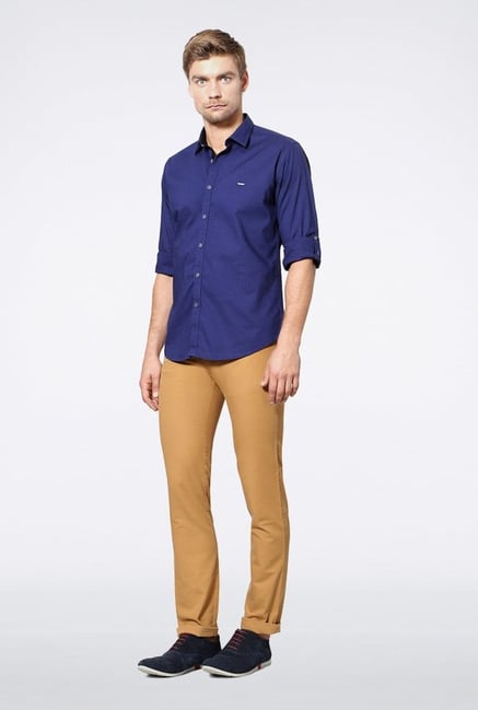 Van Heusen Navy Solid Casual Shirt Van Heusen Navy Solid Casual Shirt