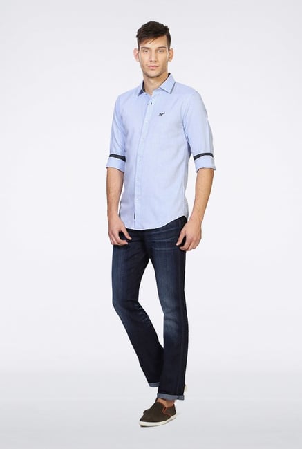 University Of Oxford Light Blue Solid Casual Shirt University Of Oxford Light Blue Solid Casual Shirt