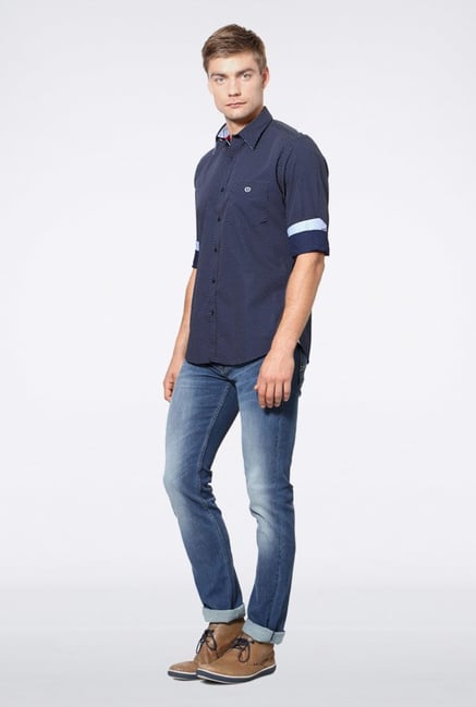 Van Heusen Navy Printed Casual Shirt Van Heusen Navy Printed Casual Shirt