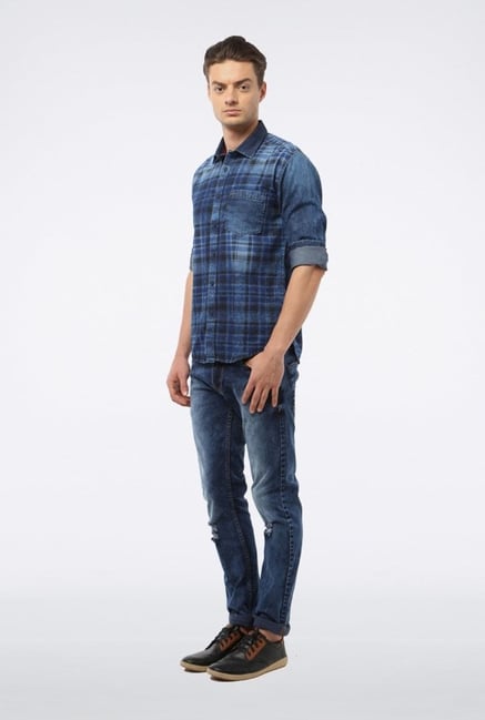 Van Heusen Blue Checks Casual Shirt Van Heusen Blue Checks Casual Shirt
