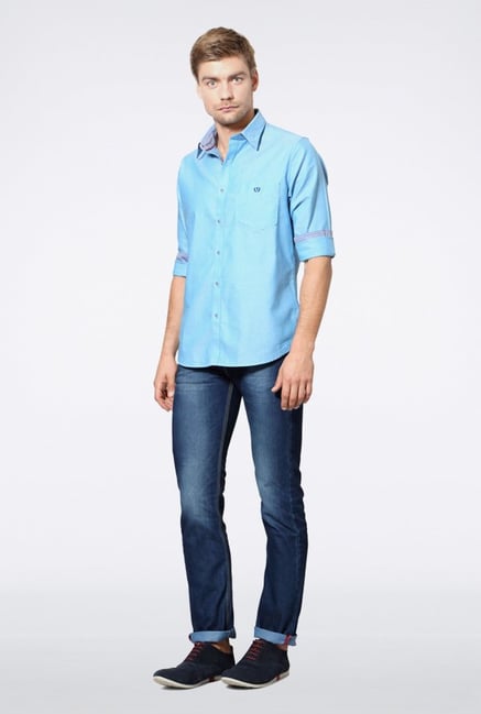 Van Heusen Blue Solid Casual Shirt Van Heusen Blue Solid Casual Shirt