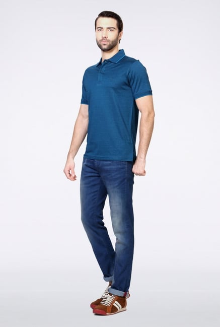 Van Heusen Blue Solid Polo T Shirt Van Heusen Blue Solid Polo T Shirt