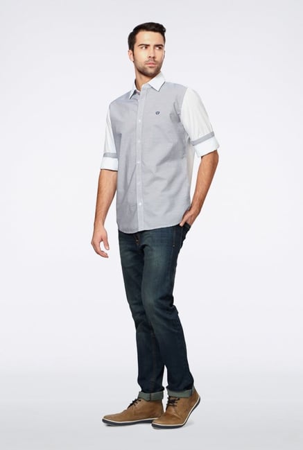 Van Heusen White Pin Striped Casual Shirt Van Heusen White Pin Striped Casual Shirt