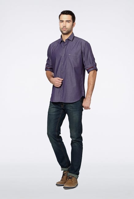 Van Heusen Purple Solid Casual Shirt Van Heusen Purple Solid Casual Shirt