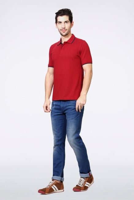 Van Heusen Red Solid Polo T Shirt Van Heusen Red Solid Polo T Shirt