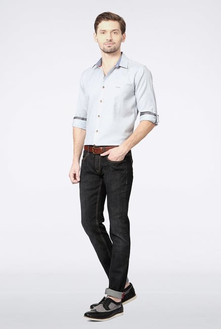 Van Heusen Blue Solid Casual Shirt Van Heusen Blue Solid Casual Shirt