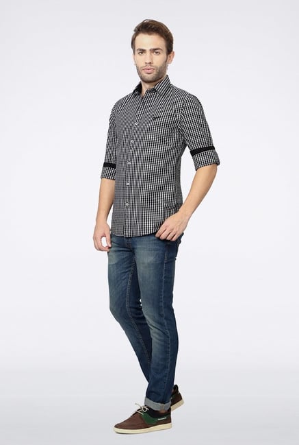 University Of Oxford Black Checks Casual Shirt University Of Oxford Black Checks Casual Shirt