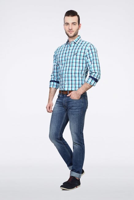 University Of Oxford Blue Checks Casual Shirt University Of Oxford Blue Checks Casual Shirt