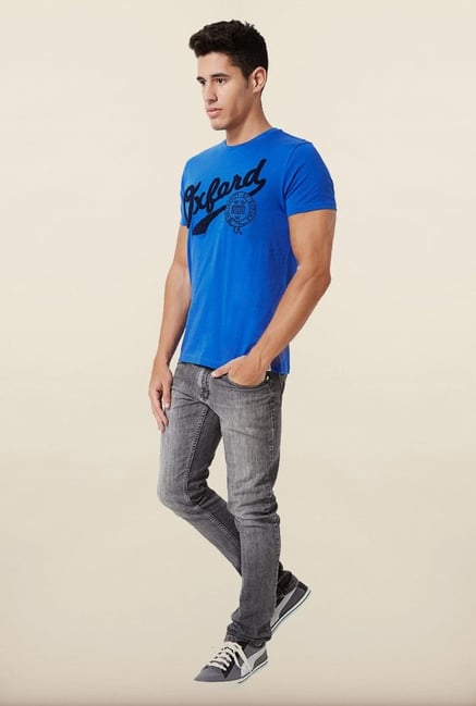 University Of Oxford Blue Printed Crew T Shirt University Of Oxford Blue Printed Crew T Shirt