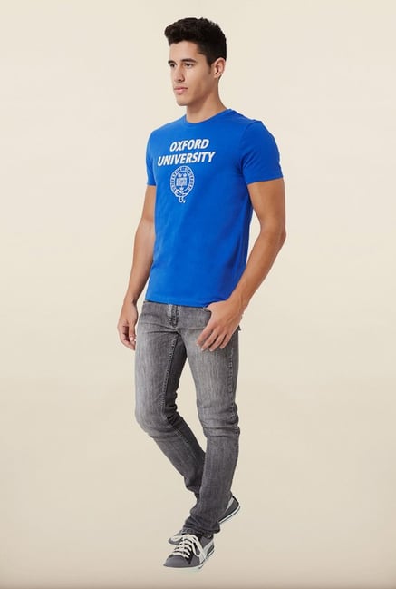 University Of Oxford Blue Printed Crew T Shirt University Of Oxford Blue Printed Crew T Shirt