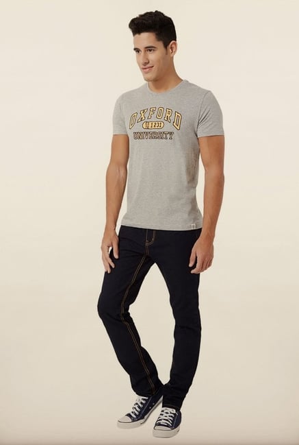 University Of Oxford Grey Printed Crew T Shirt University Of Oxford Grey Printed Crew T Shirt