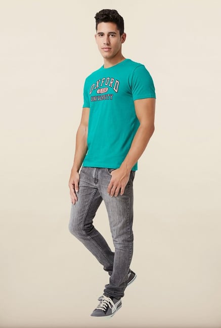 University Of Oxford Turquoise Printed Crew T Shirt University Of Oxford Turquoise Printed Crew T Shirt
