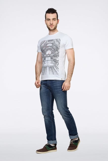 University Of Oxford White Graphic Crew T Shirt University Of Oxford White Graphic Crew T Shirt
